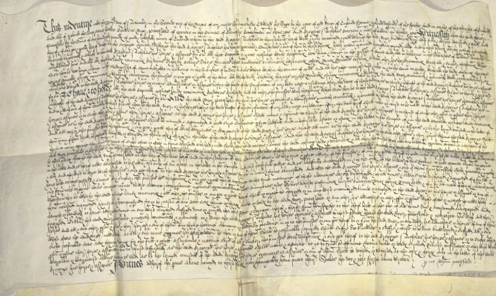 Copy of an indenture dated 24 November 1548, relating to the sale of Thavies Inn