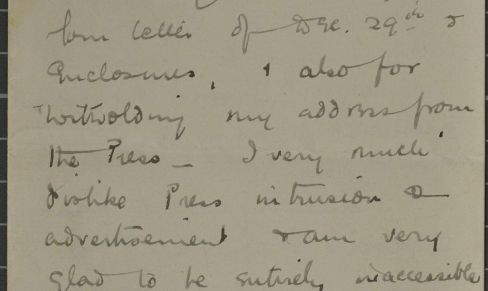 Letter from Gwyneth Bebb to the Steward of Lincoln's Inn, dated 1920