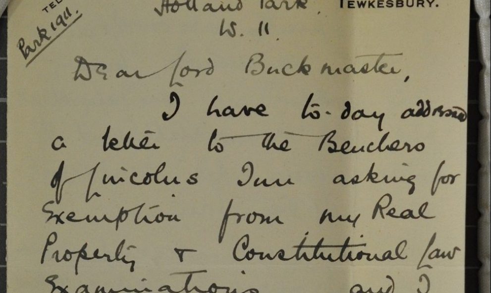 Gwyneth Bebb petition June 1921 letter to Lord Buckmaster