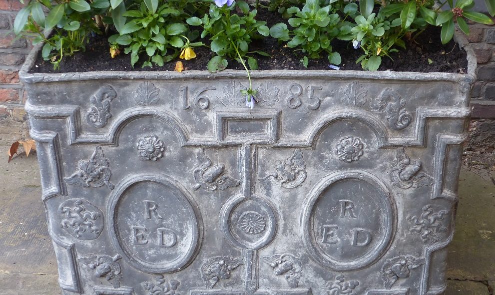 Lead cistern containing plants on the estate of Lincoln's Inn