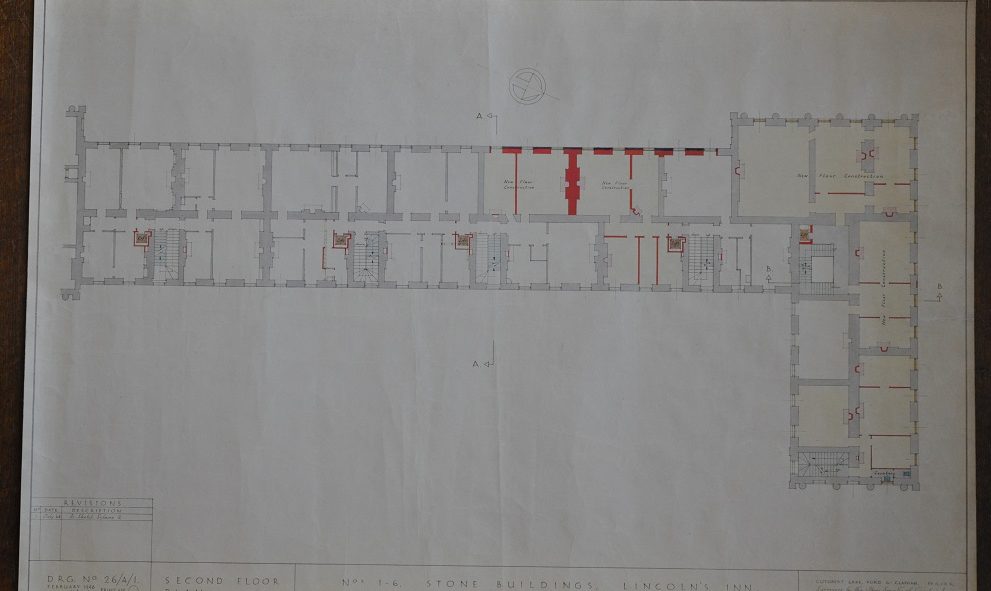 Plans for repairing the damage to Stone Buildings at Lincoln's Inn
