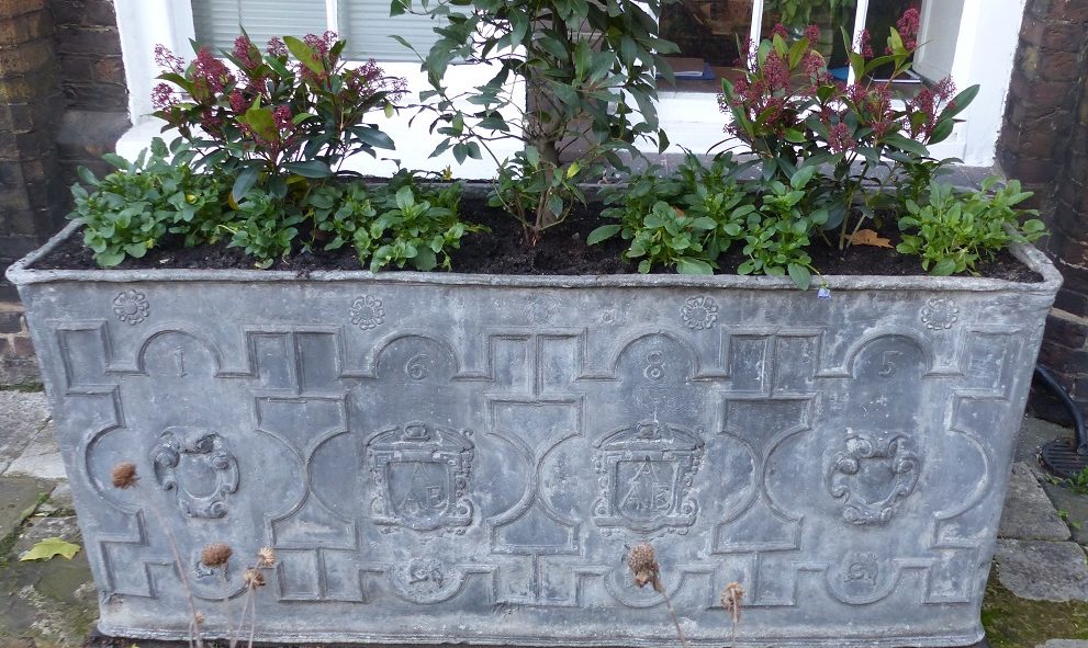 Lead cistern containing plants on the estate of Lincoln's Inn