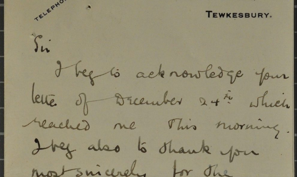 Letter from Gwyneth Bebb to the Steward of Lincoln's Inn, dated 27 December 1919
