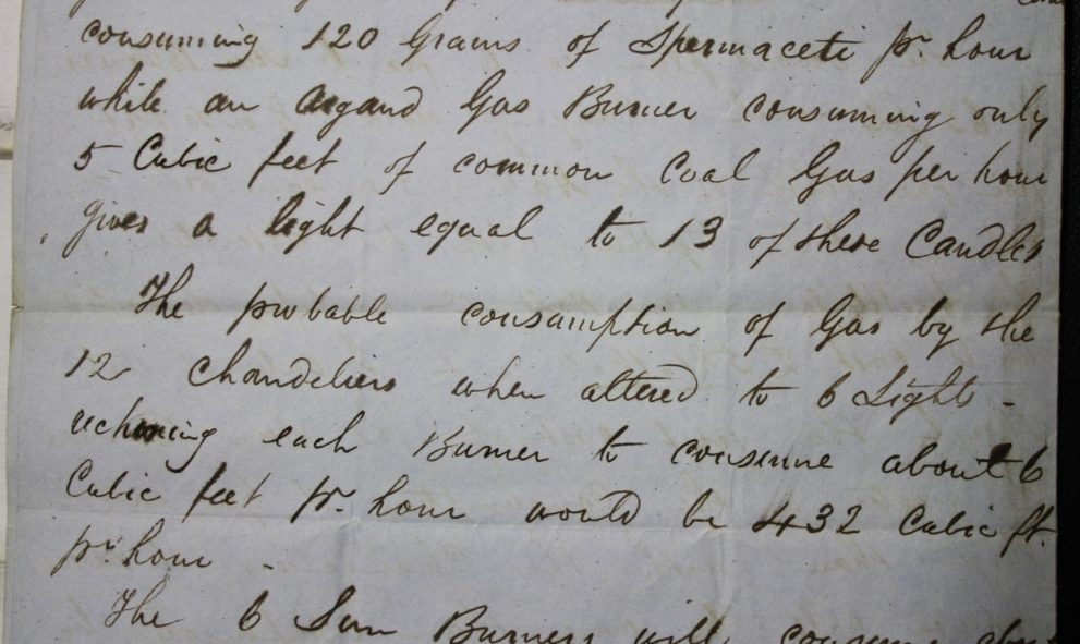Extract from Strode and Co report on gas lighting at Lincoln's Inn