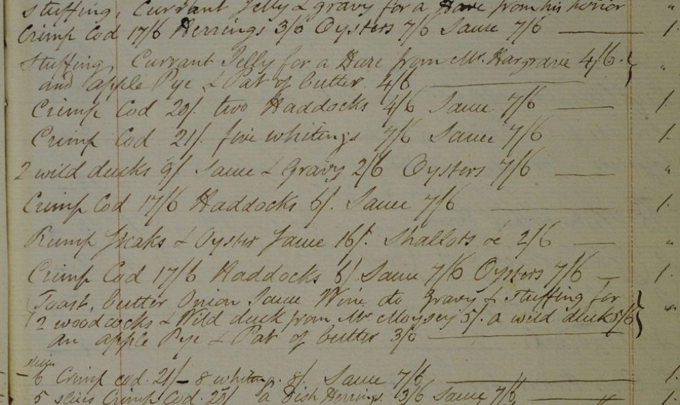 Extract from the accounts of Lincoln's Inn for food, dated November 1807