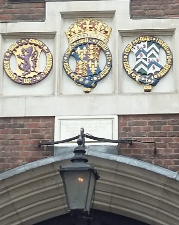Coats of arms above the Gatehouse at Lincoln's Inn, including that of Sir Thomas Lovell
