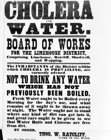 broadsheet leaflet advising on cholera and drinking water, 1866