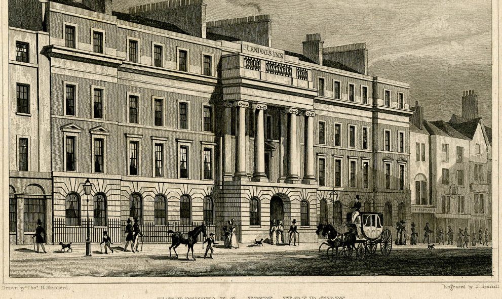 An engraving of Furnival's Inn from 1828