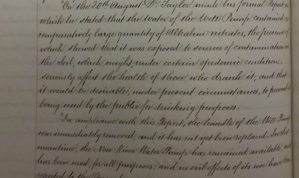 Extract from a report on the water pumps at Lincoln's Inn, from Serle’s Court book, 1866