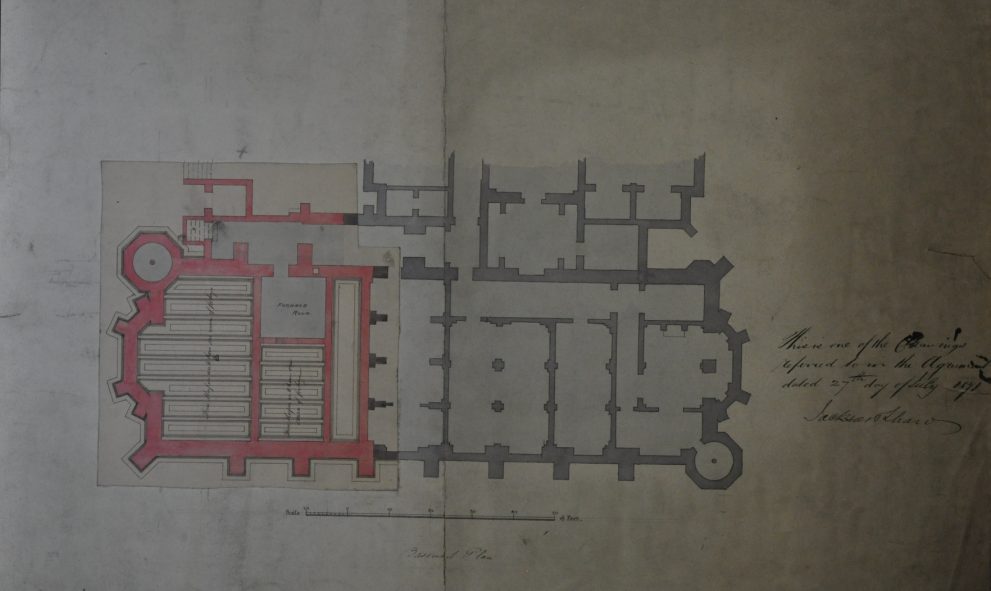 Plan showing the basement level of the Library at Lincoln's Inn