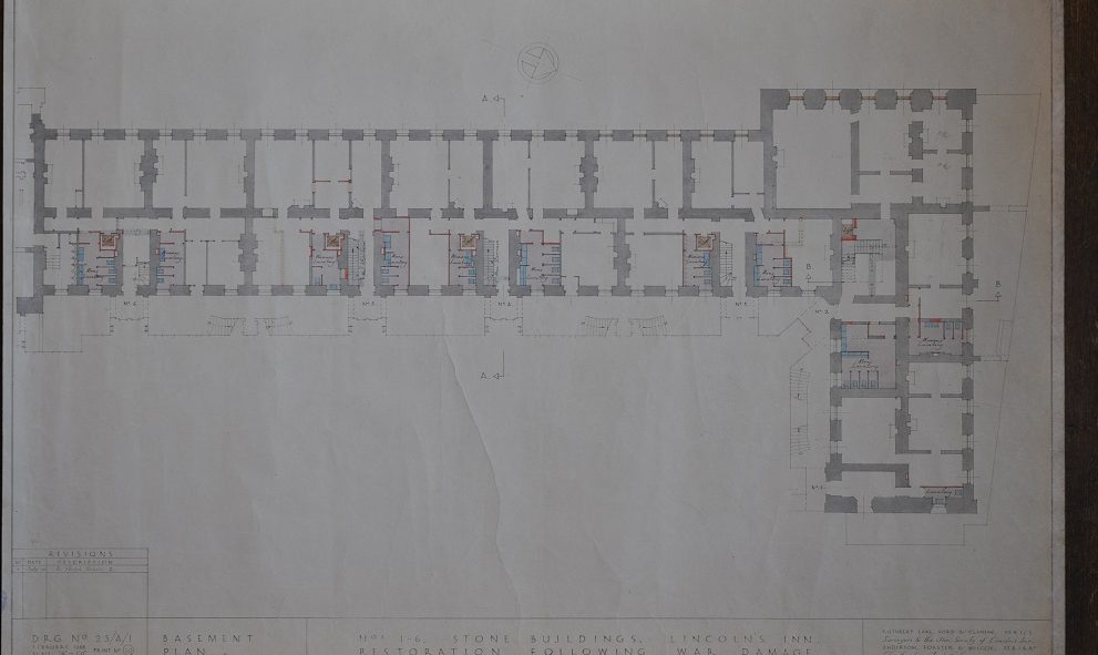Plans for repairing the damage to Stone Buildings at Lincoln's Inn