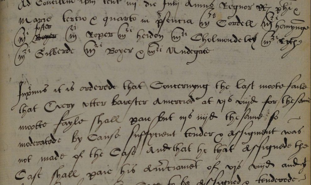 Extract from the Black Books of Lincoln's Inn detailing new regulations enforced from 22 June 1557
