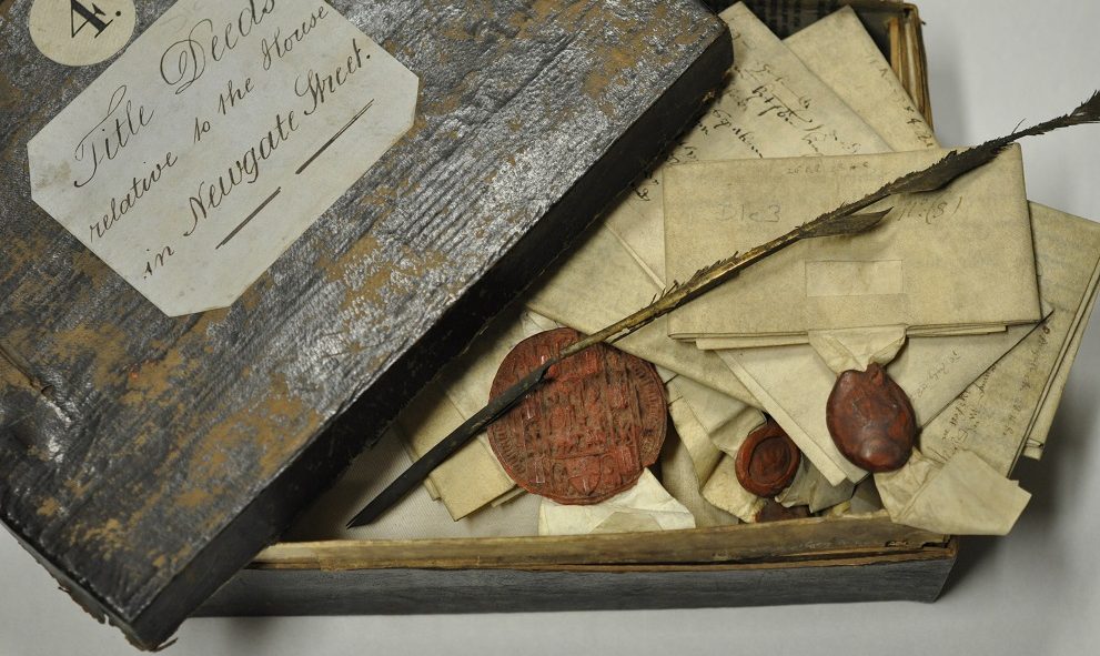 Deed box from the archives at Lincoln's Inn