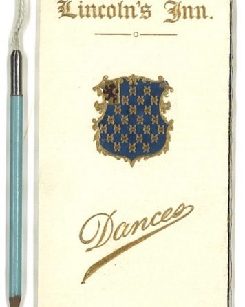 Historic dance card from the archives of Lincoln's Inn for the Summer Ball, July 1905