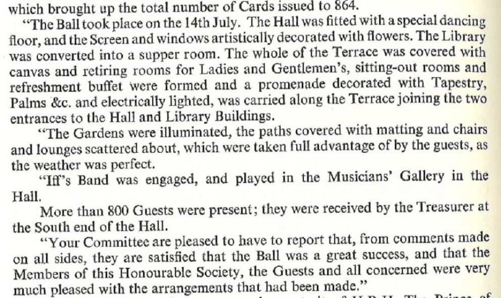 Account of the Lincoln's Inn Summer Ball of July 1905, from the Black Books