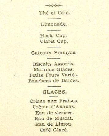 Historic menu from the archives of Lincoln's Inn for the Summer Ball, July 1905