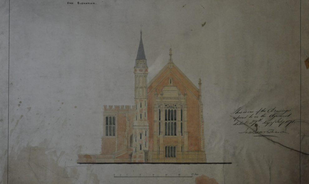 Drawing detailing the proposed enlargement of the Library at Lincoln's Inn