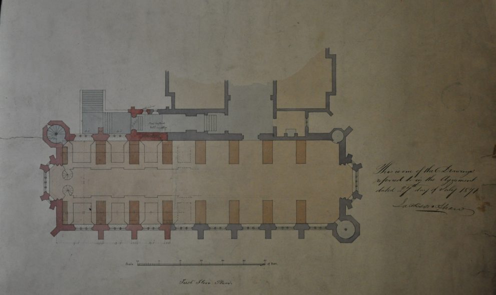 Plan detailing the first floor level of the Library at Lincoln's Inn