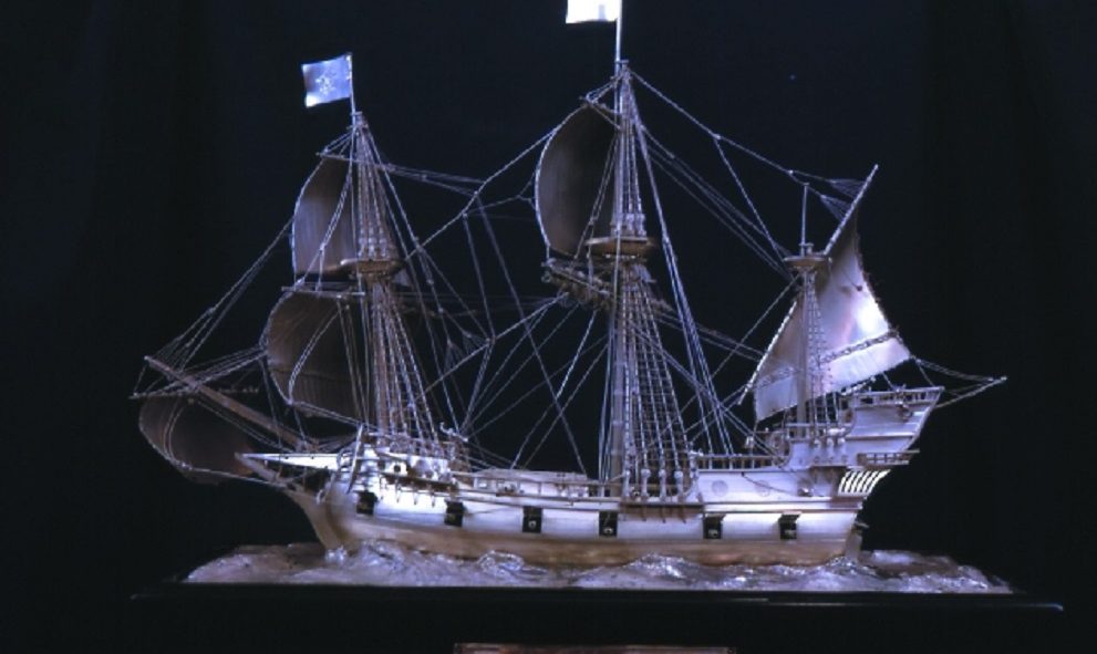 Silver model of The Golden Hind from the Library at Lincoln's Inn
