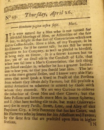 Extract from 'The Spectator' magazine, dated 26 April 1711