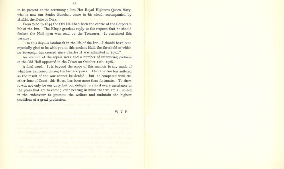 Copy of a booklet produced to commemorate the centenary of the opening of the Great Hall at Lincoln's Inn