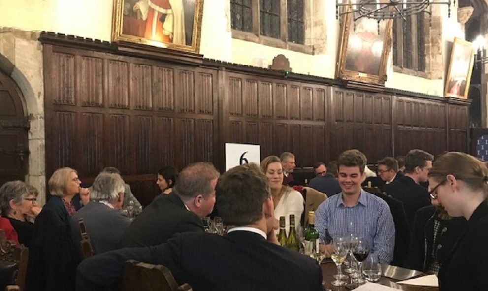 Image of people at a table in Old Hall at Lincoln's Inn on Quiz Night 2018