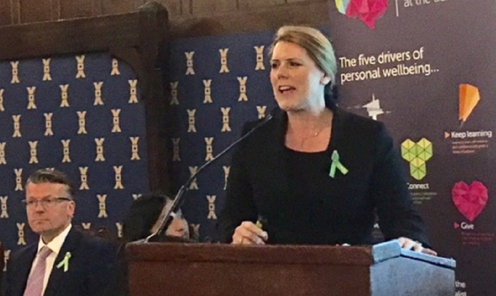 Photo of Rachel Spearing speaking at 2017 inaugural Wellbeing event at Lincoln's Inn