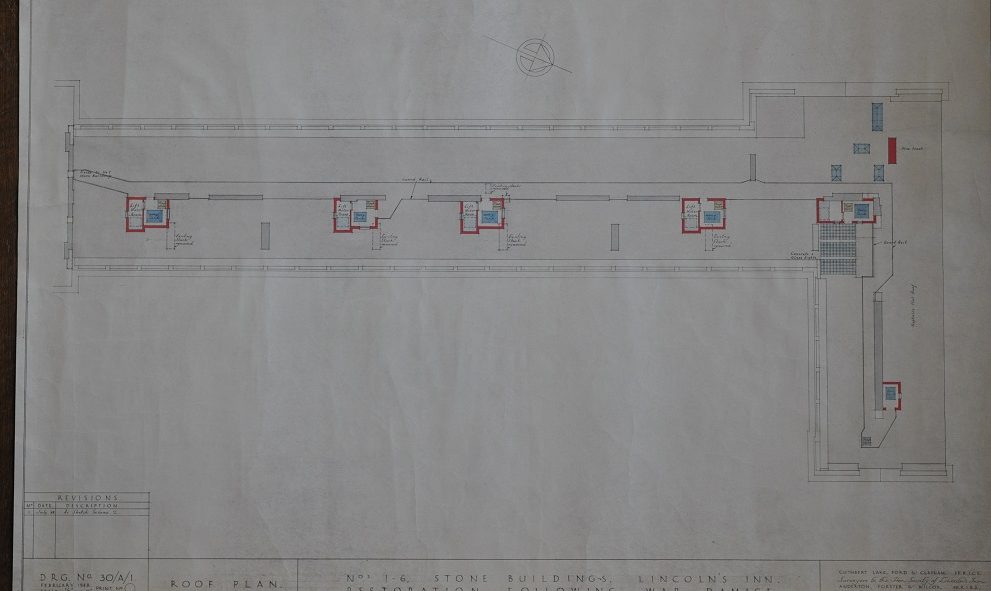 Plans for repairing the damage to Stone Buildings at Lincoln's Inn