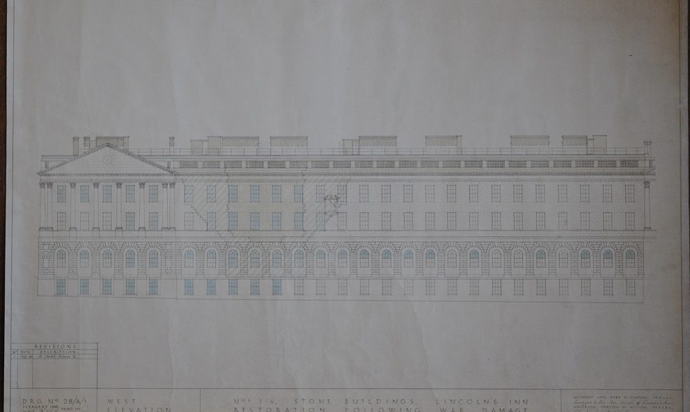 Plans for repairing the damage to Stone Buildings at Lincoln's Inn