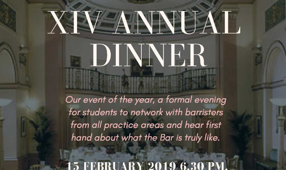announcement of KCL Annual dinner - text on photographic background. Photo is of the Landsdowne Club Mayfair