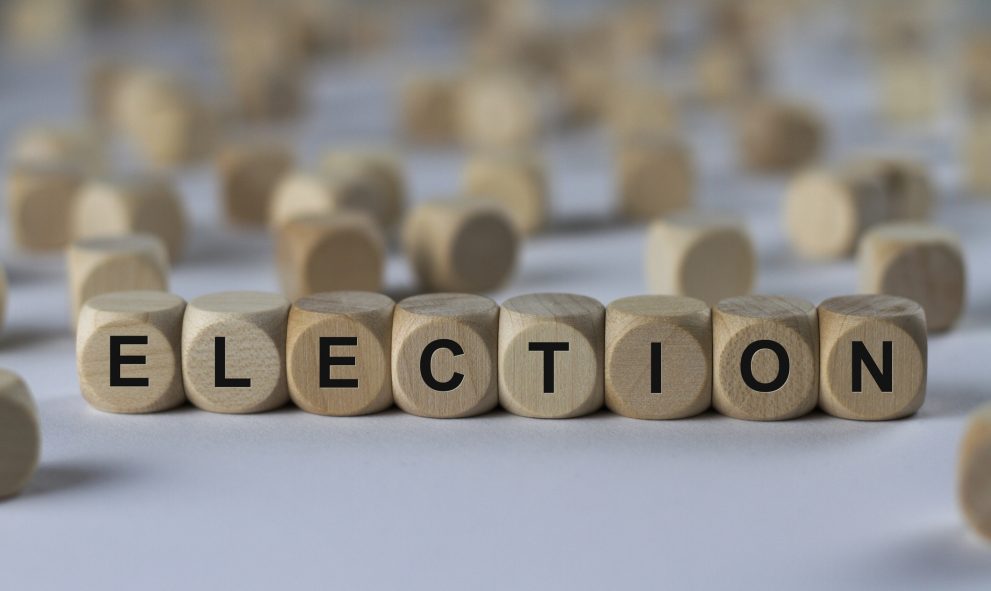 election - word spelled out with wooden cubes
